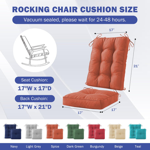 IPYNBAP rocking chair cushion back view showing attached ties for secure fit.