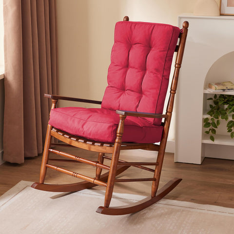 IPYNBAP rocking chair cushion front view in burgundy offers plush comfort for outdoor seating.