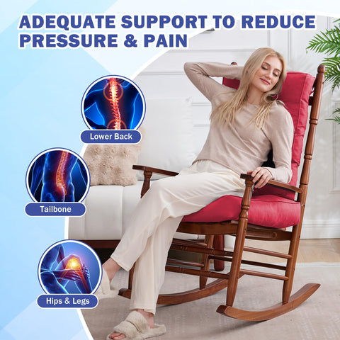 IPYNBAP cushion with ties demonstrates secure attachment to a rocker chair.