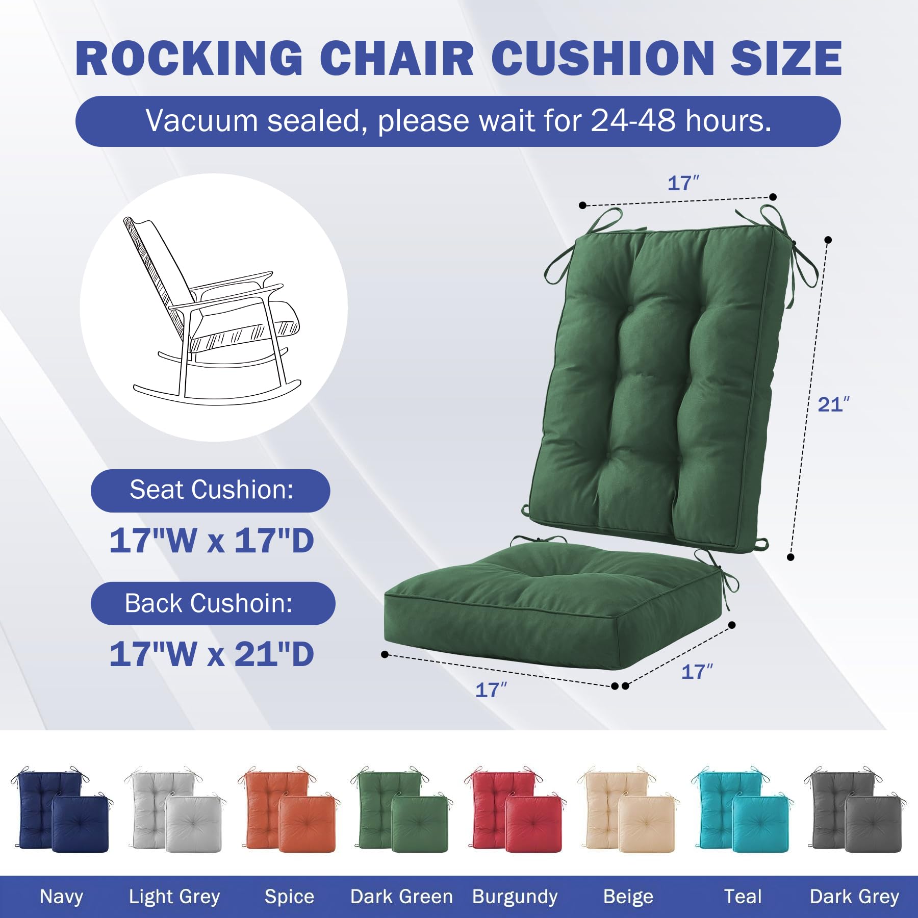 IPYNBAP rocking chair cushion fade-resistant fabric keeps color outdoors.