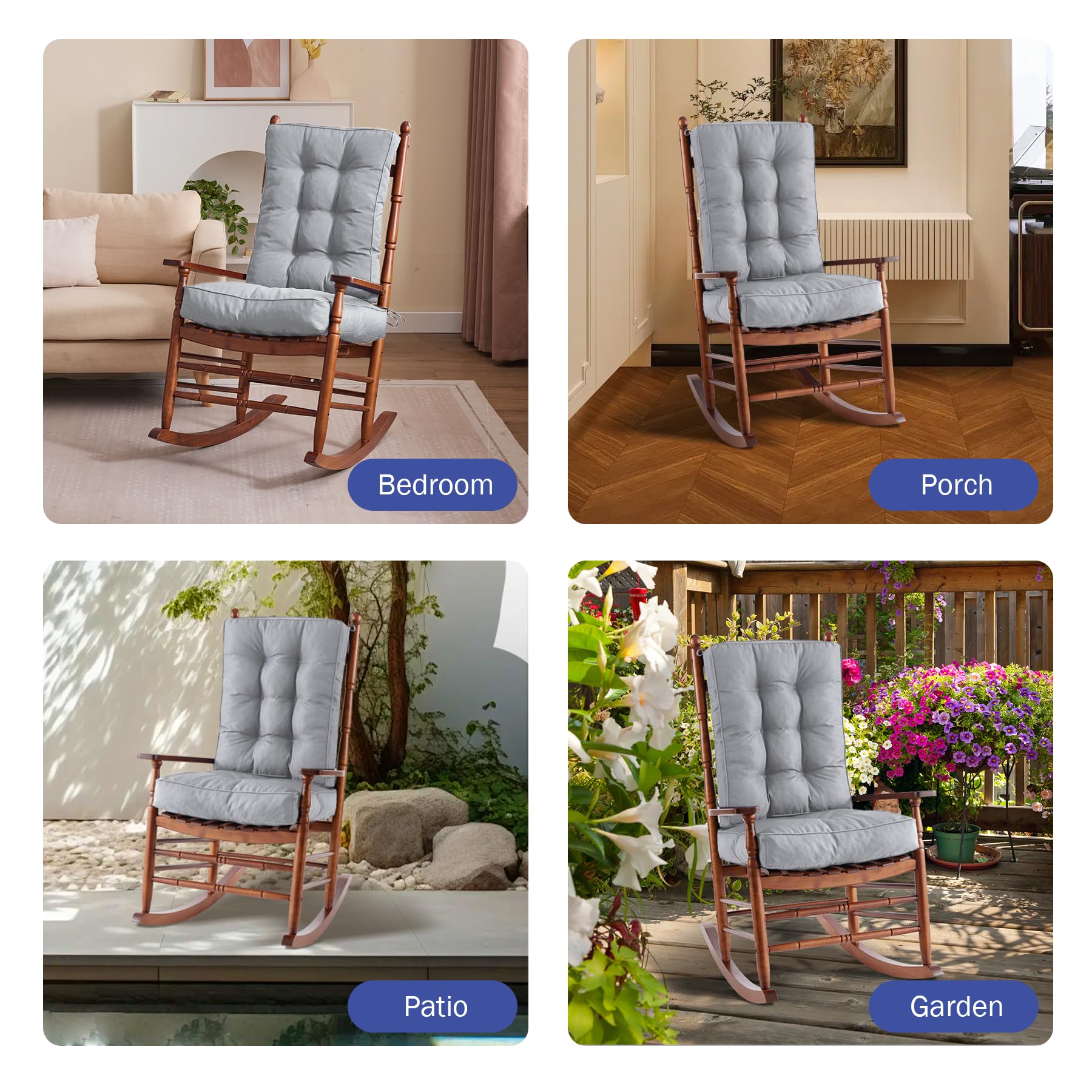 IPYNBAP rocking chair cushion light grey color complements many styles