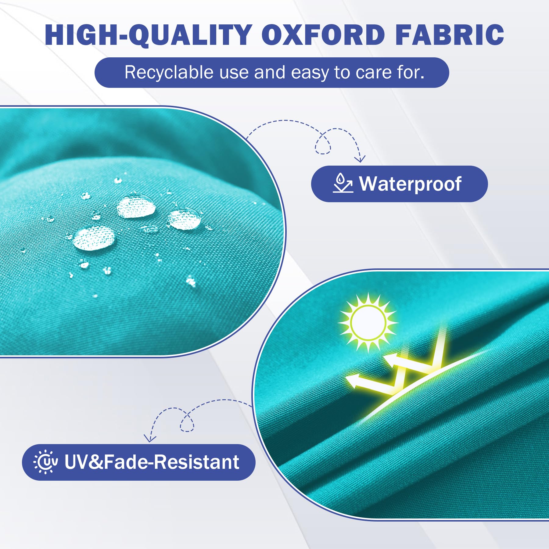 IPYNBAP teal outdoor cushion fabric shows waterproof and fade-resistant surface