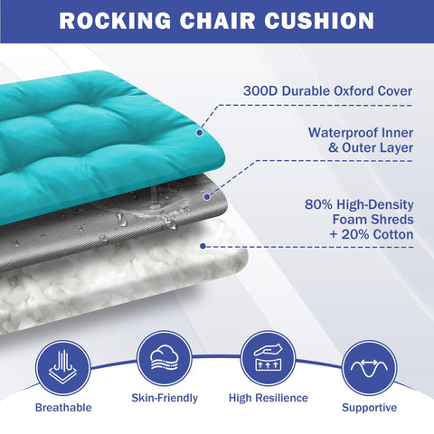 IPYNBAP teal rocking chair cushion close-up tufted detail