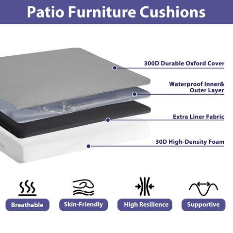 IPYNBAP waterproof fade-resistant fabric protects cushions in sun and rain.