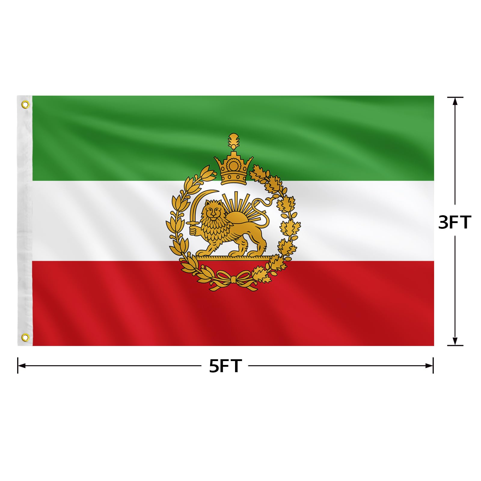 Iran flag Lion and Sun emblem design close-up