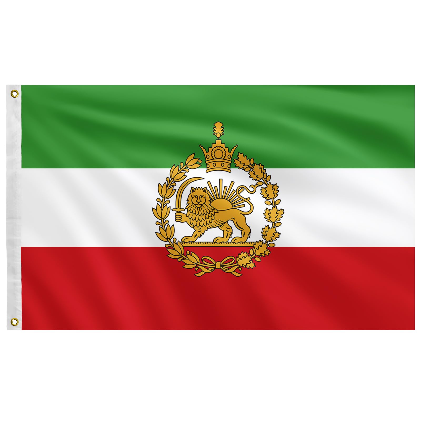 Iran flag old historic 3x5 banner with lion and sun for outdoor display
