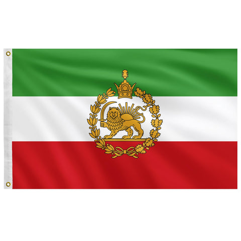 Iran flag old historic 3x5 banner with lion and sun for outdoor display