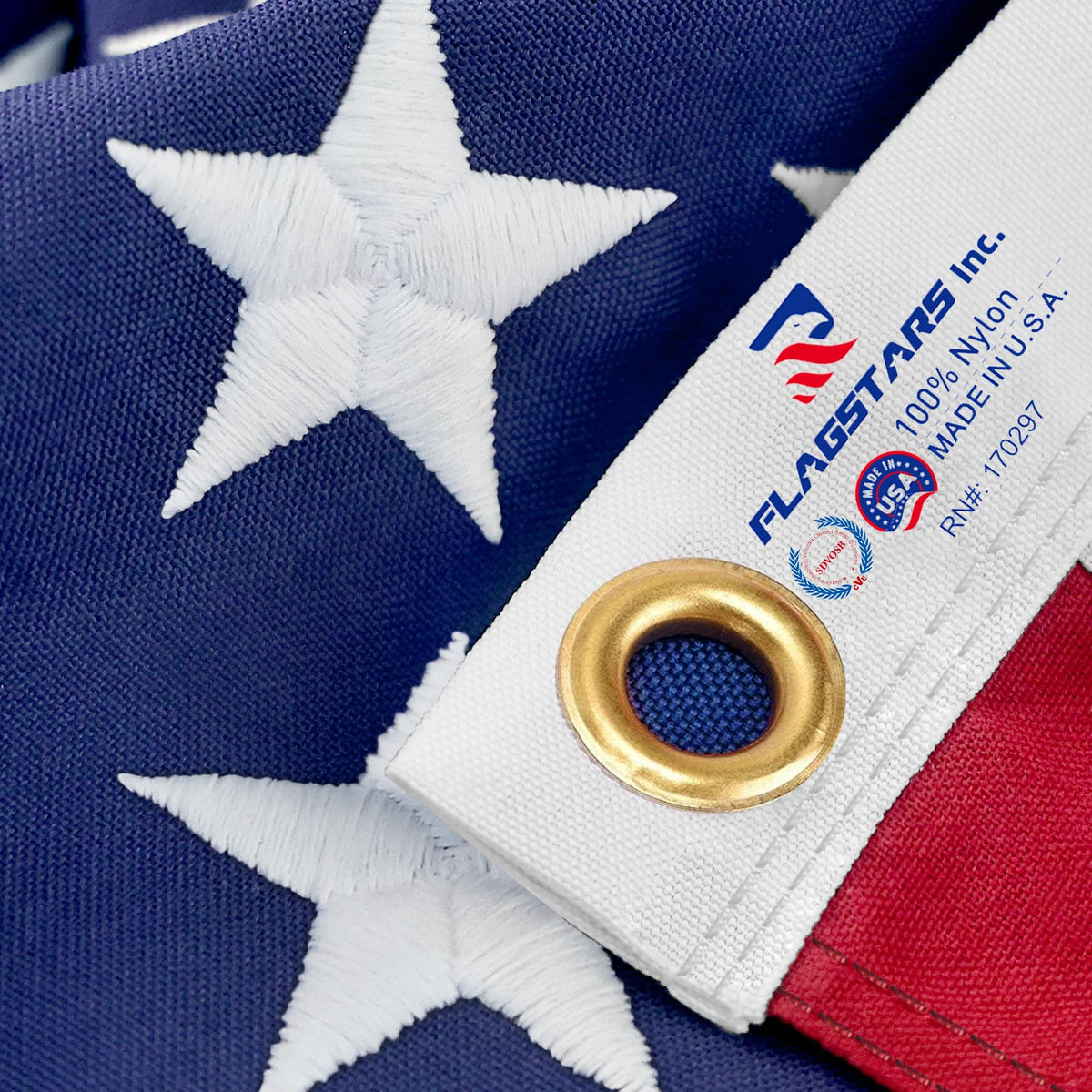 irbrisu American flag with embroidered stars for outdoor durability