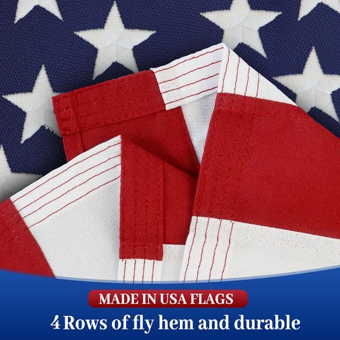 close-up of embroidered stars on irbrisu 2.5x4 flag highlights precise stitching