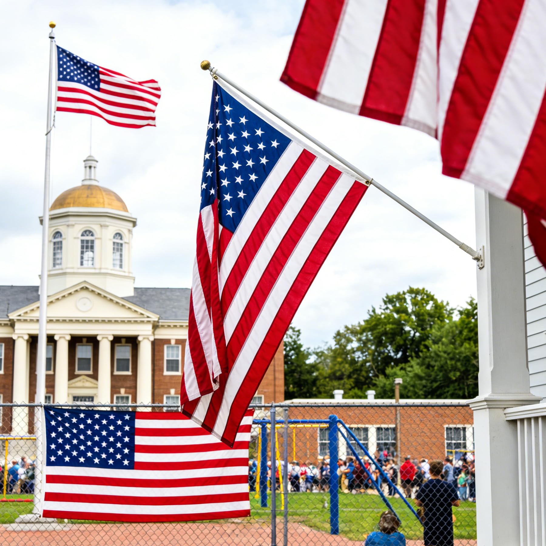 irbrisu heavy-duty-wind-resistant-flag stands up to gusts during outdoor display.