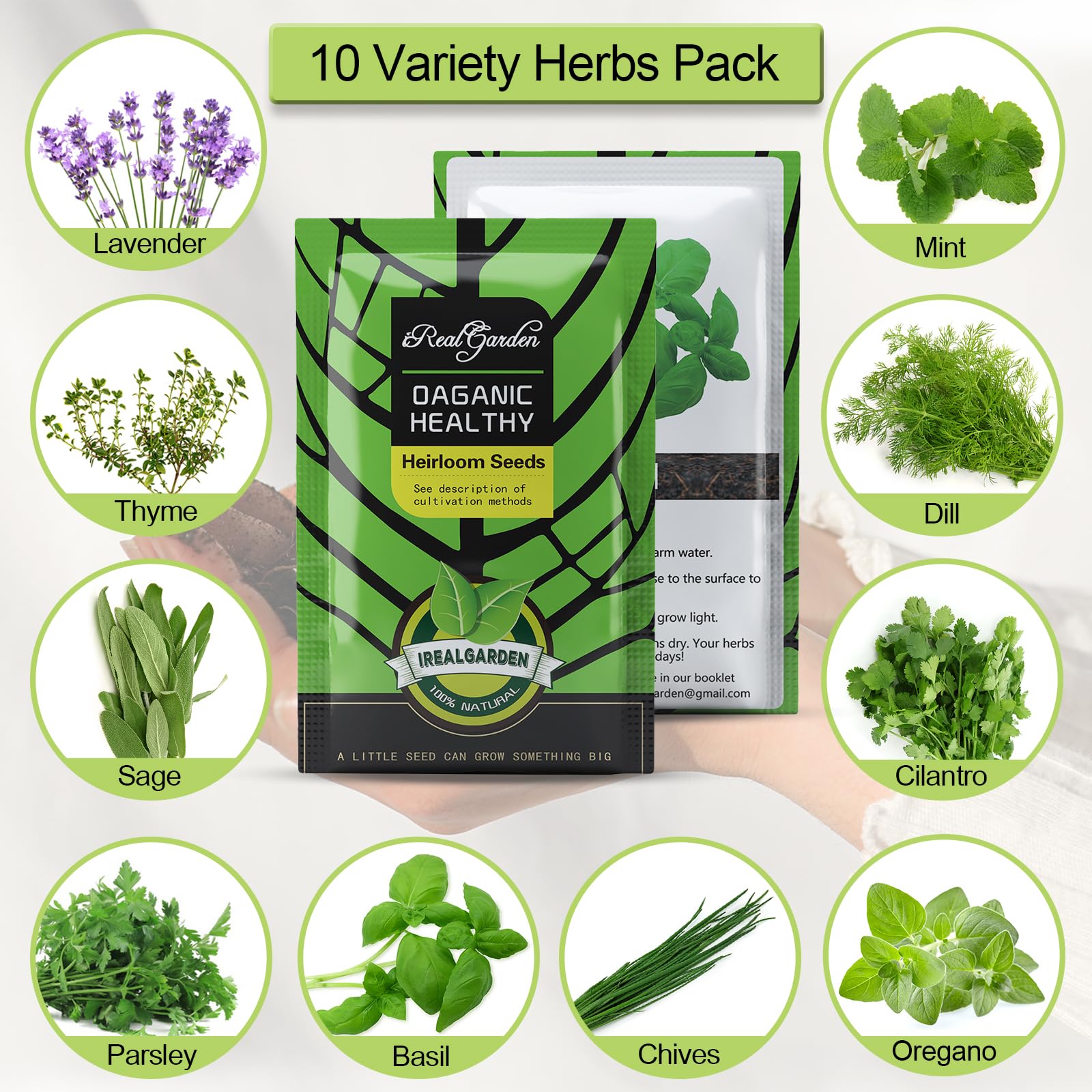 Irealgarden 10 non-GMO seed set for versatile cooking ingredients