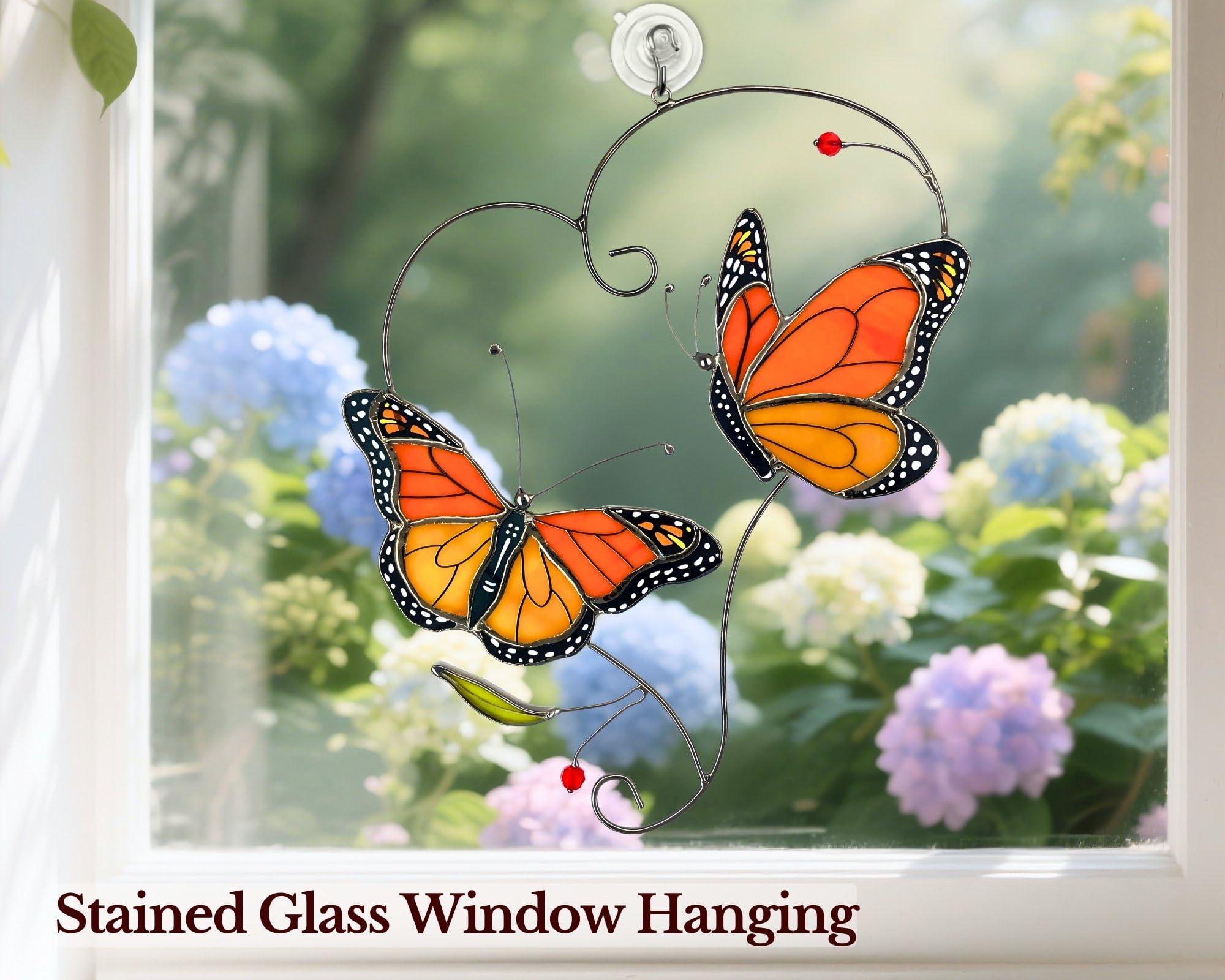 IriCrist handmade stained glass suncatcher closeup shows vibrant hues