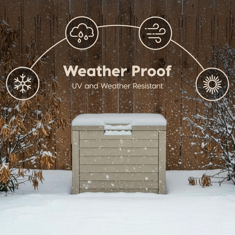 IRIS USA 35-gallon deck box UV-protected resin resists sun damage