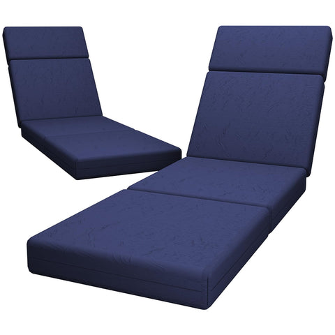 Iristykilin 2-pack chaise lounge cushions on an outdoor chair for all-season comfort.