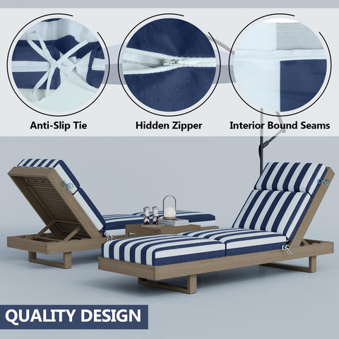 Iristykilin cushions feature quad-fold design to fit curved loungers.
