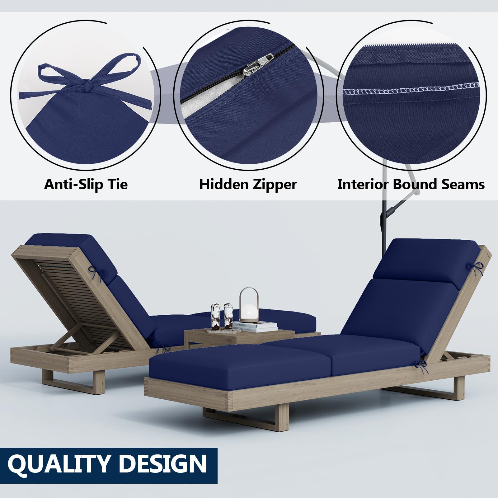 Iristykilin quad-fold design fits most curved loungers for versatile use.