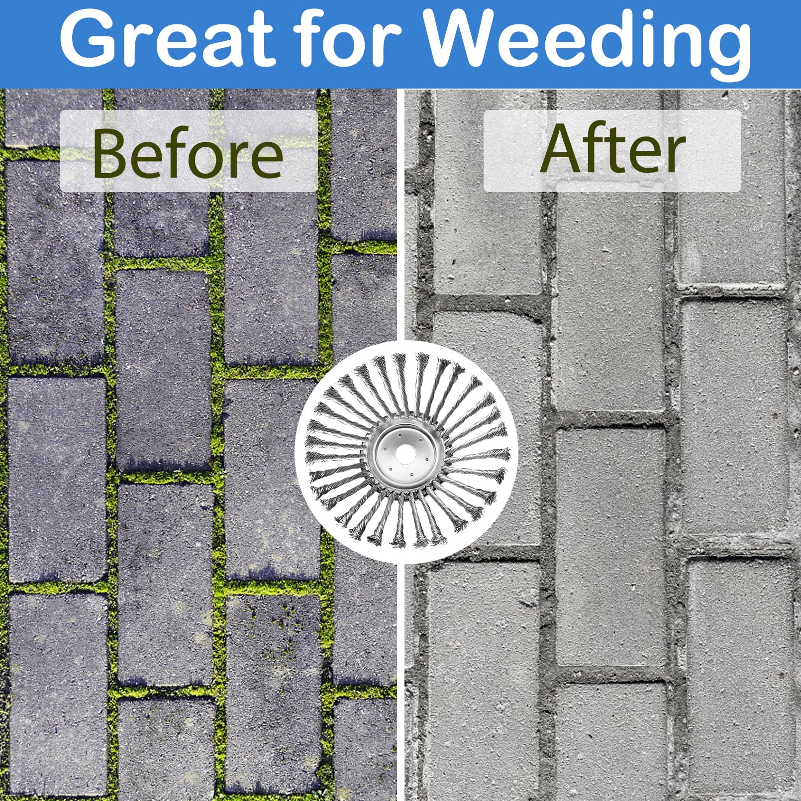 IRmm blade ready with safety gear for moss and weed removal tasks.