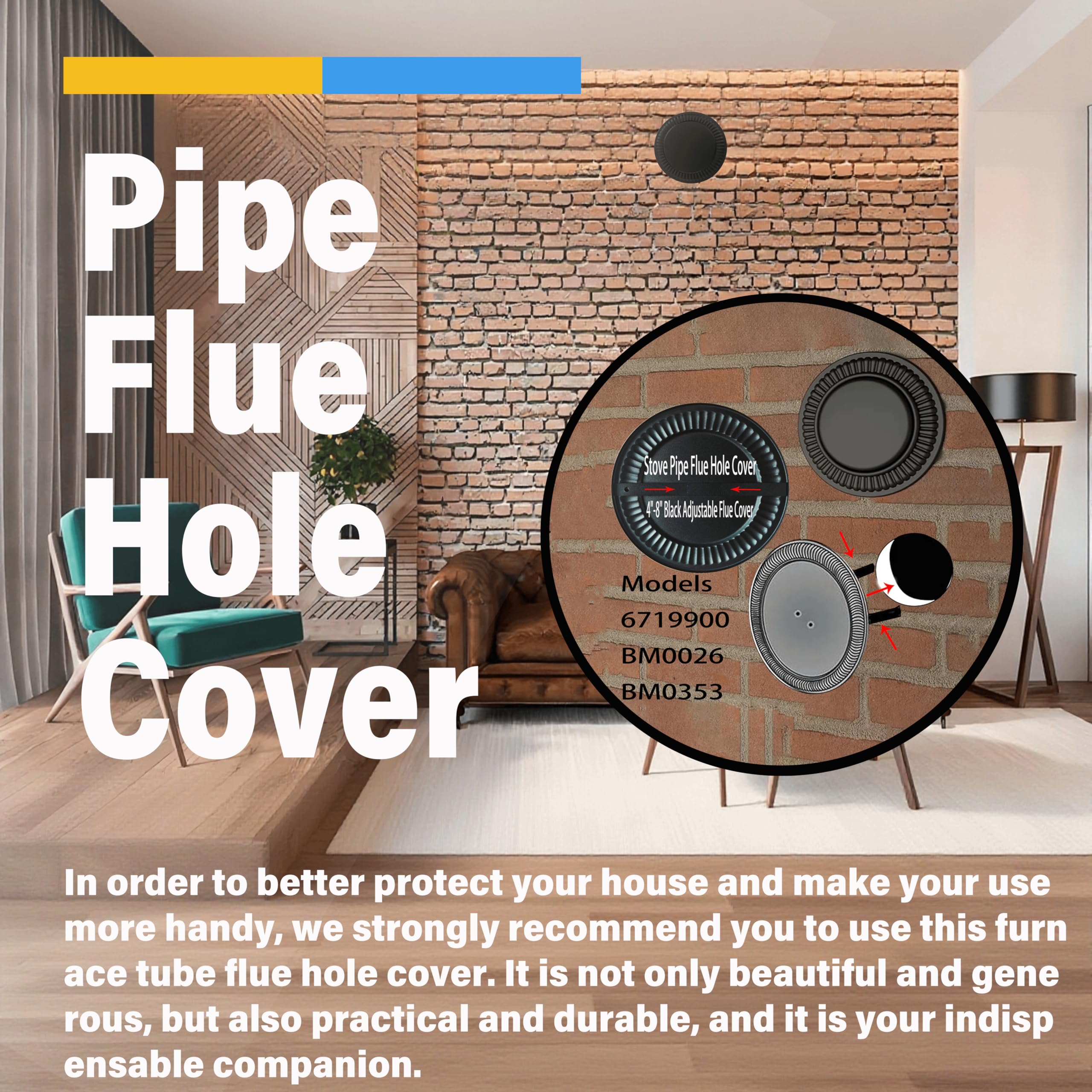 Irnyso adjustable flue cover 4-8 inch BM0353 adapts to irregular holes.