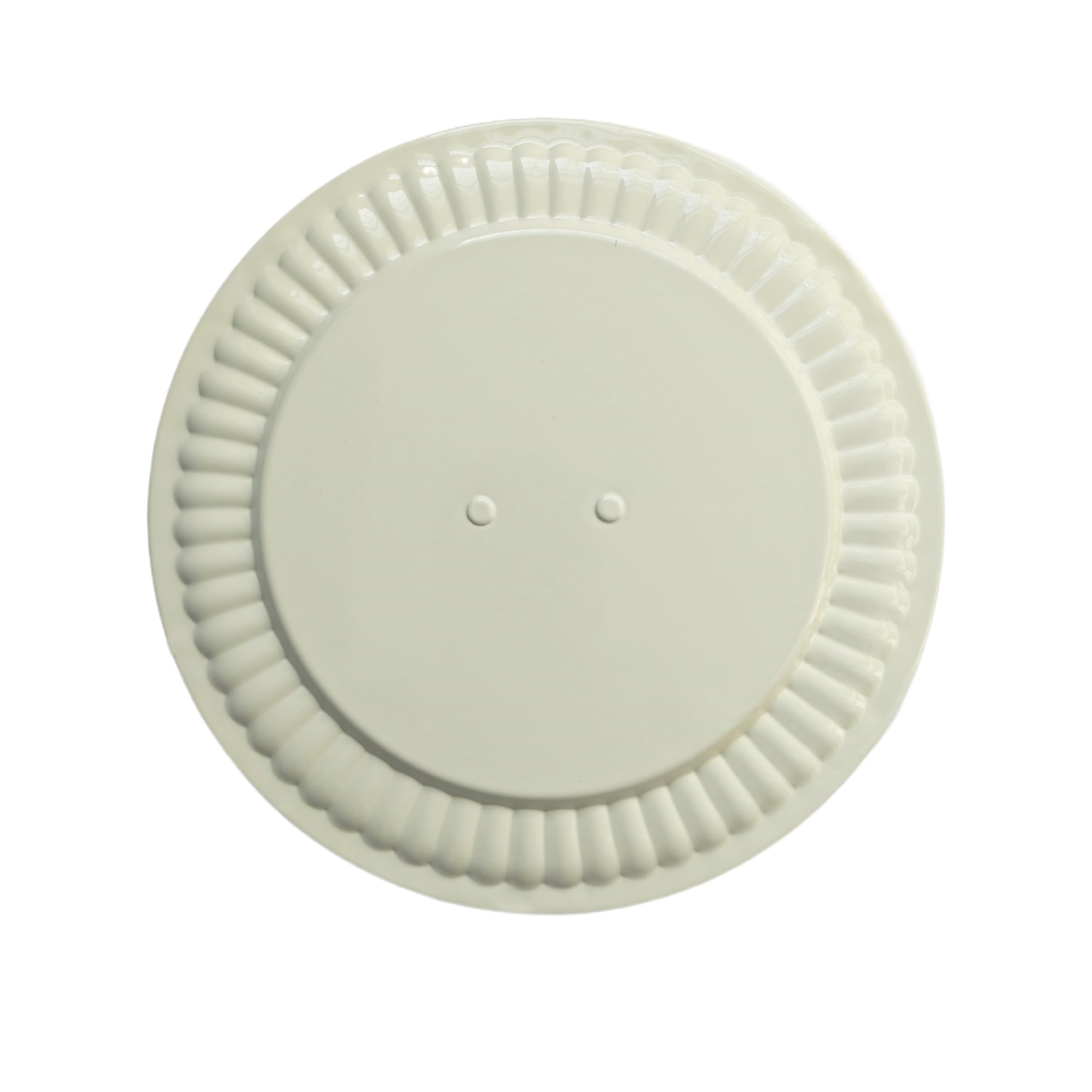Irnyso metal white flue cover with embossed almond finish for durability.