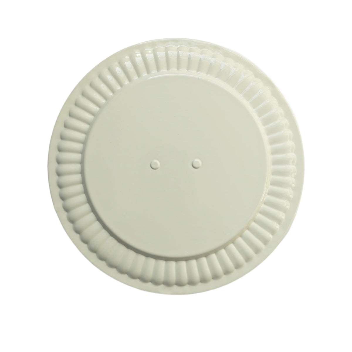 Irnyso metal white flue cover with embossed almond finish for durability.