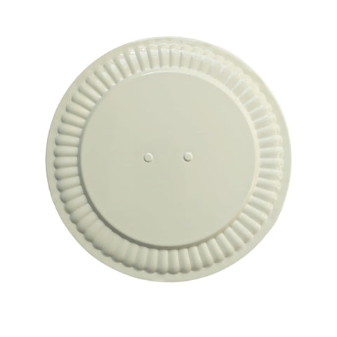 Irnyso metal white flue cover with embossed almond finish for durability.