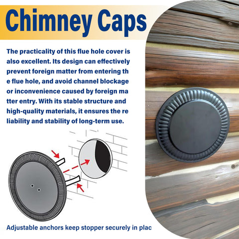 Irnyso replacement flue hole cover in steel with black front and back finish.