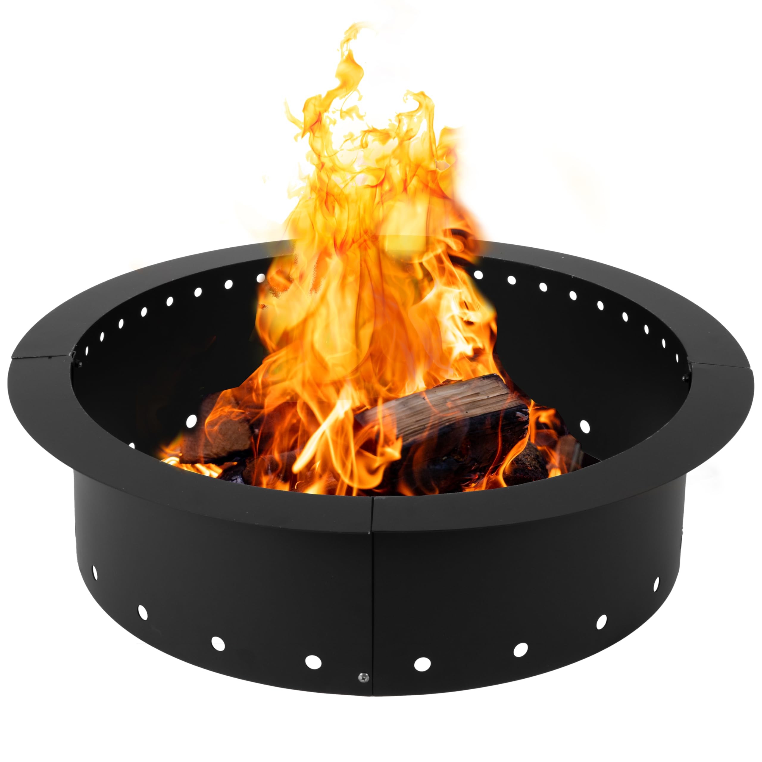 Iron Forge Tools smokeless firepit ring, 36-inch front view, durable centerpiece for outdoor evenings