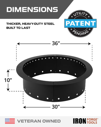 Iron Forge Tools smokeless ring side profile, heavy-duty steel for long-lasting outdoor setup