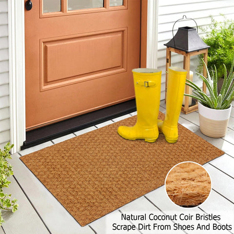 IRONGATE coir doormat front-porch suitability fits both indoor and outdoor spaces.