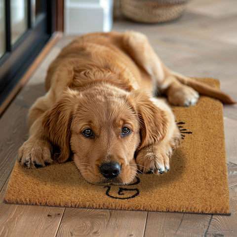 IRONGATE handcrafted coir rug offers rustic texture that scrapes dirt from shoes.