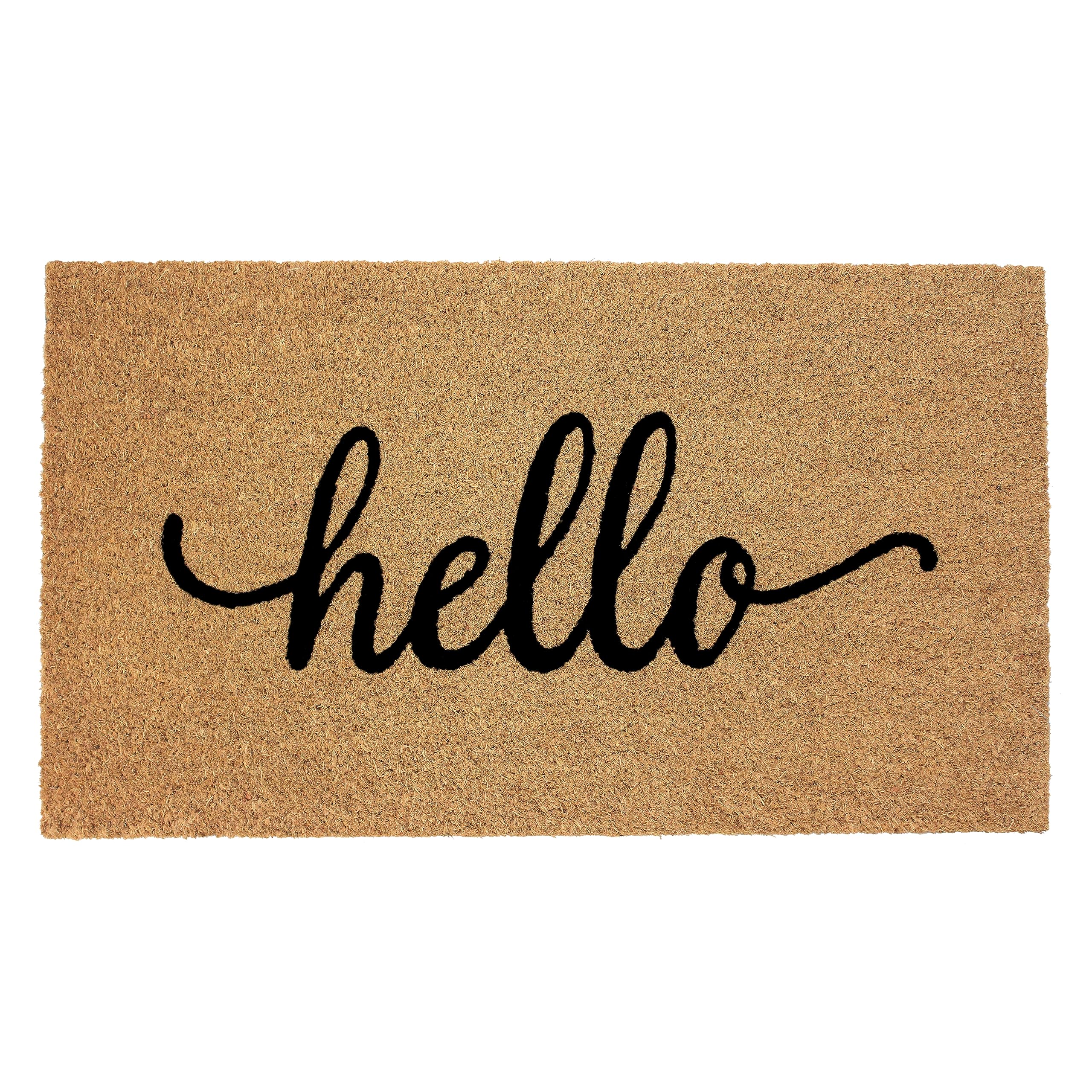 IRONGATE Welcome Doormat on a porch with coir surface trapping dirt effectively