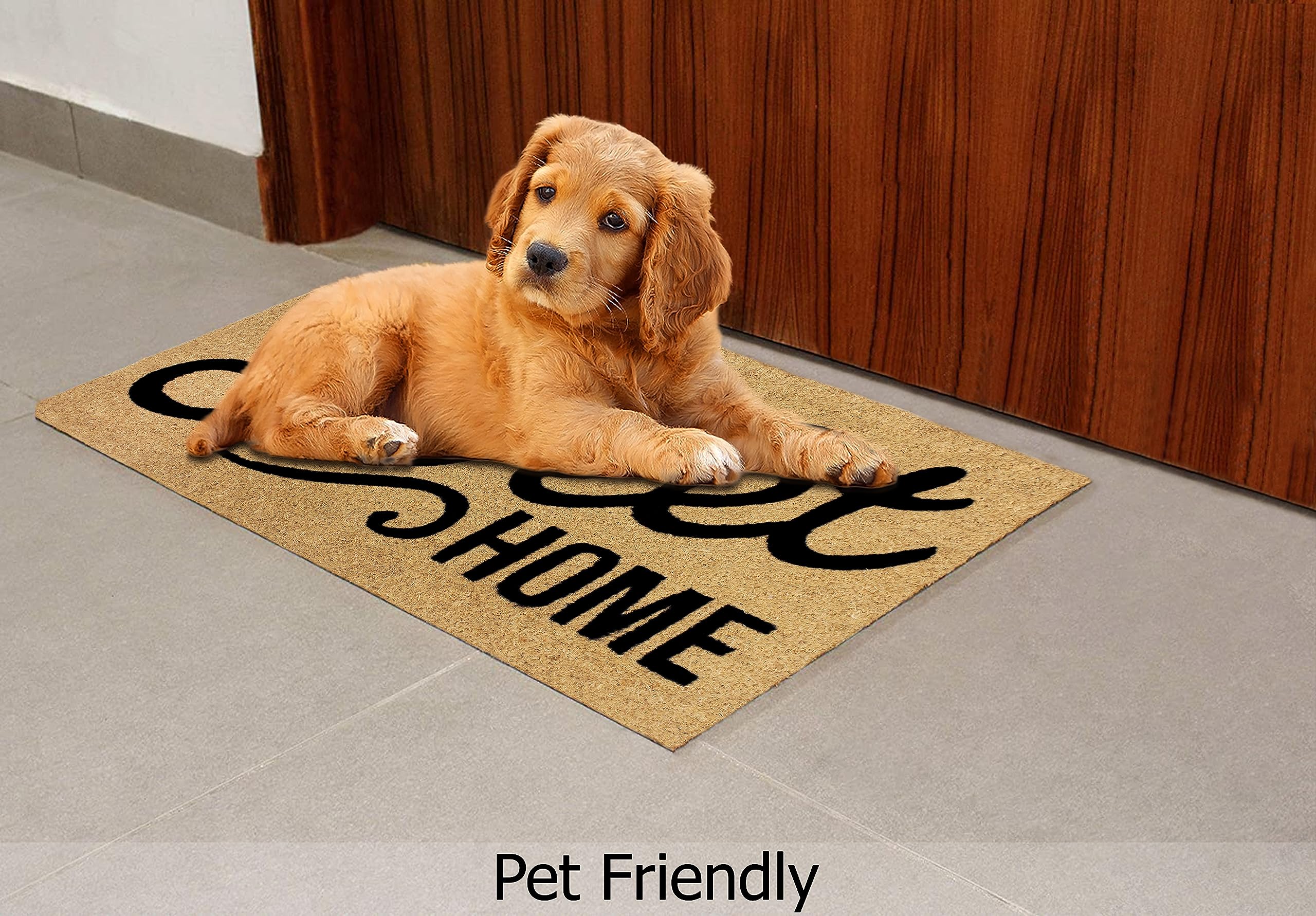 IRONGATE Welcome Doormat close-up of coco fibers for durable mud scraping