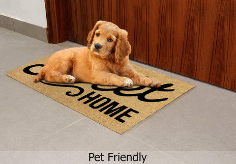 IRONGATE Welcome Doormat close-up of coco fibers for durable mud scraping