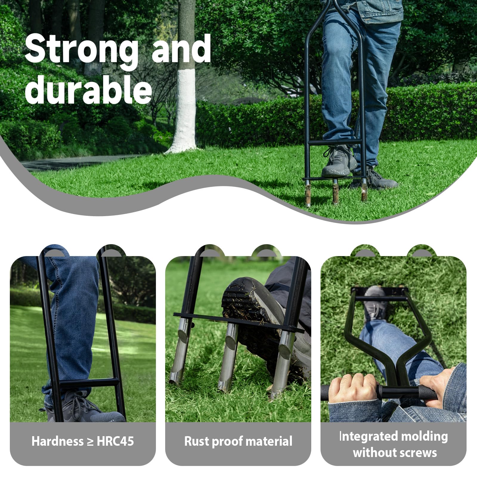 IronGroveRoar lawn aerator with durable one piece frame for lasting performance