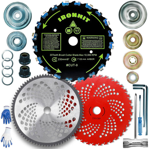 IRONHIT 9in 20T chainsaw tooth blade for heavy brush cutting and fast results.