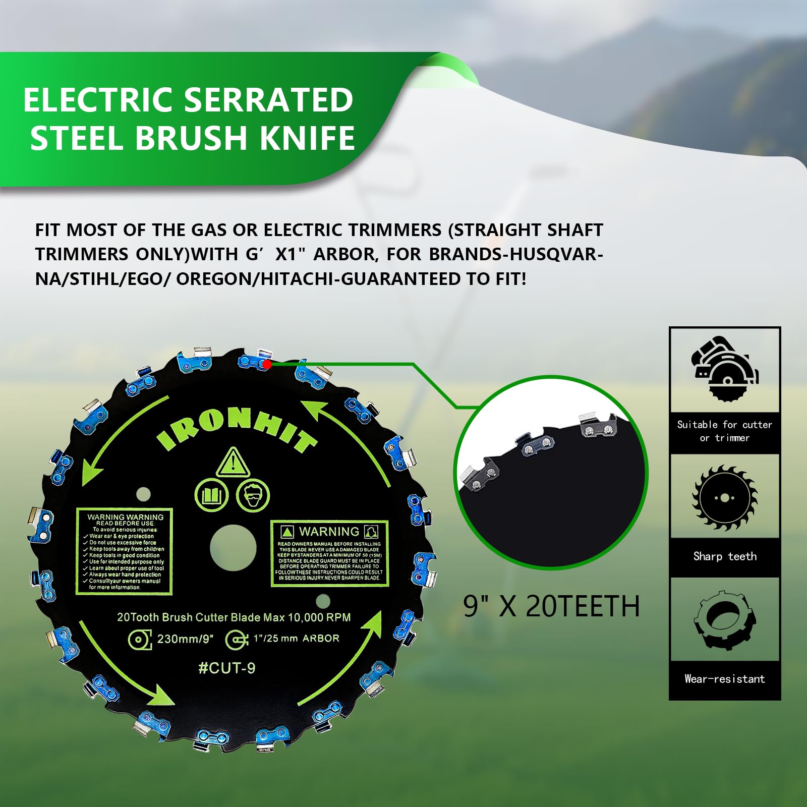 IRONHIT carbide teeth close-up shows durable cutting.