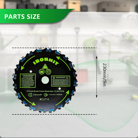 IRONHIT straight-shaft trimmer compatibility for easy blade upgrades.