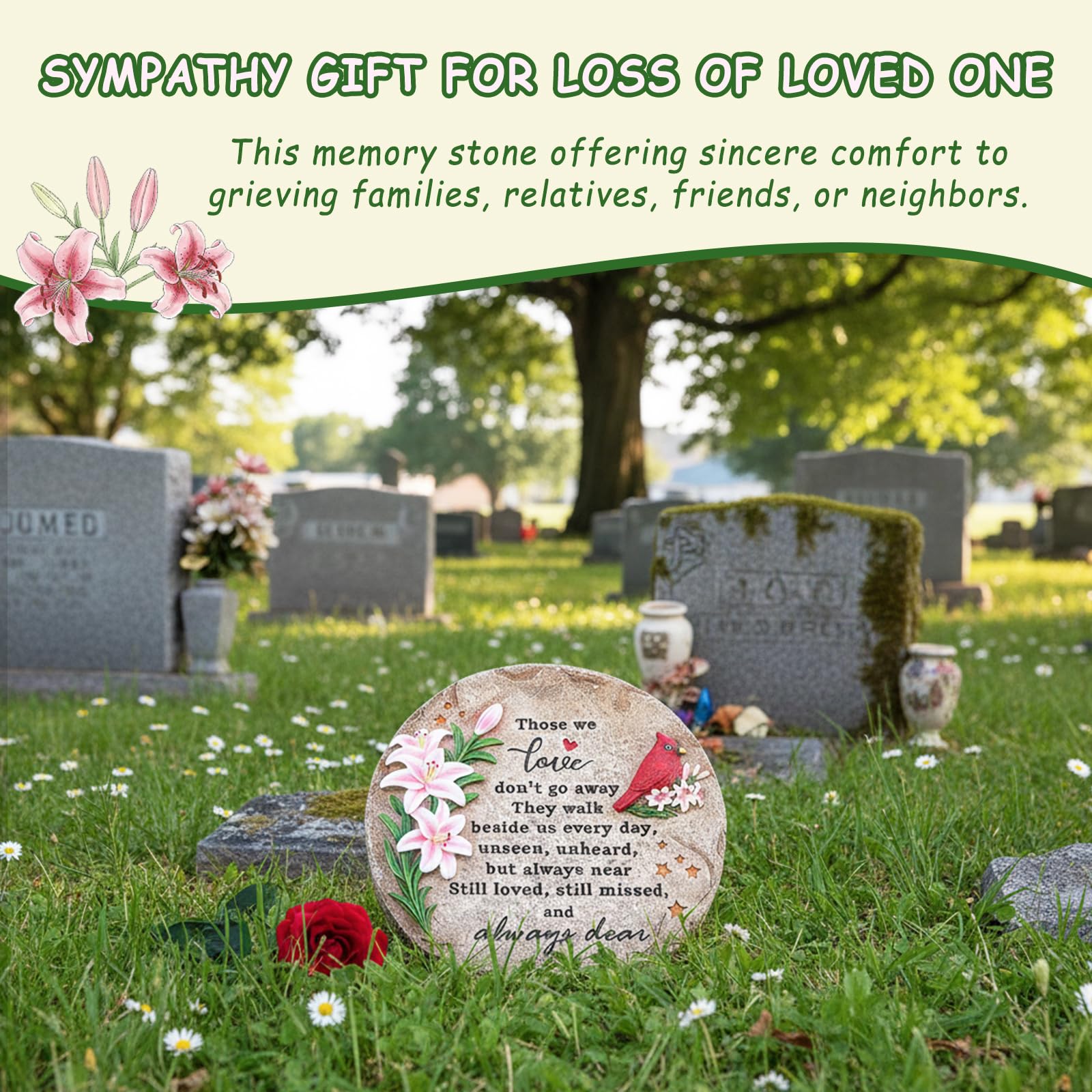 Ironlux cardinal memorial stone for graveside or garden