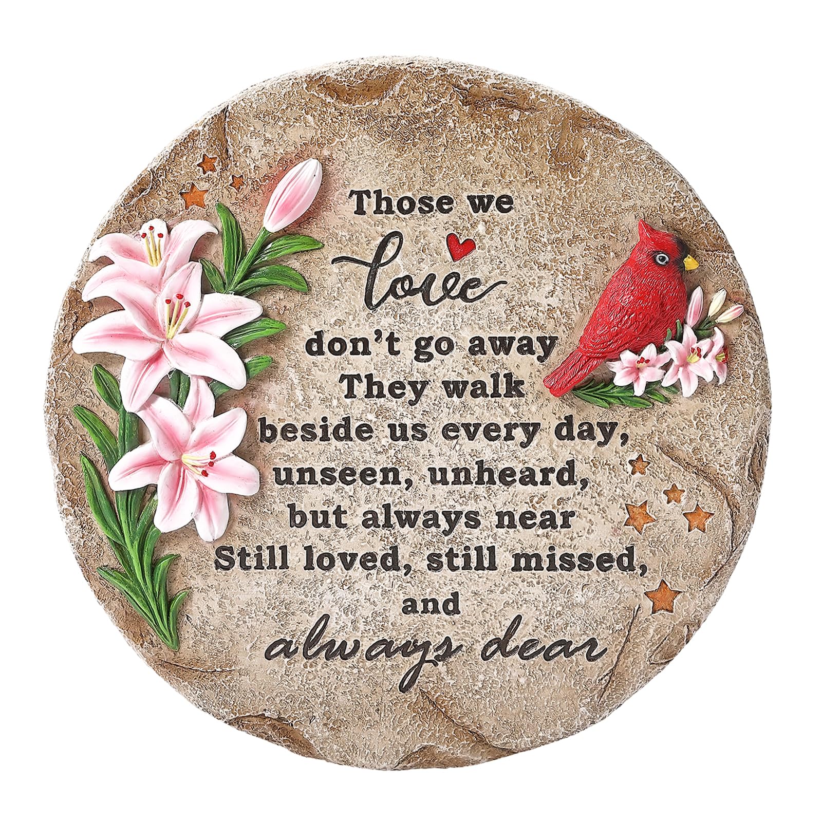 Ironlux memorial stone cardinal garden 10-inch on path for reflection