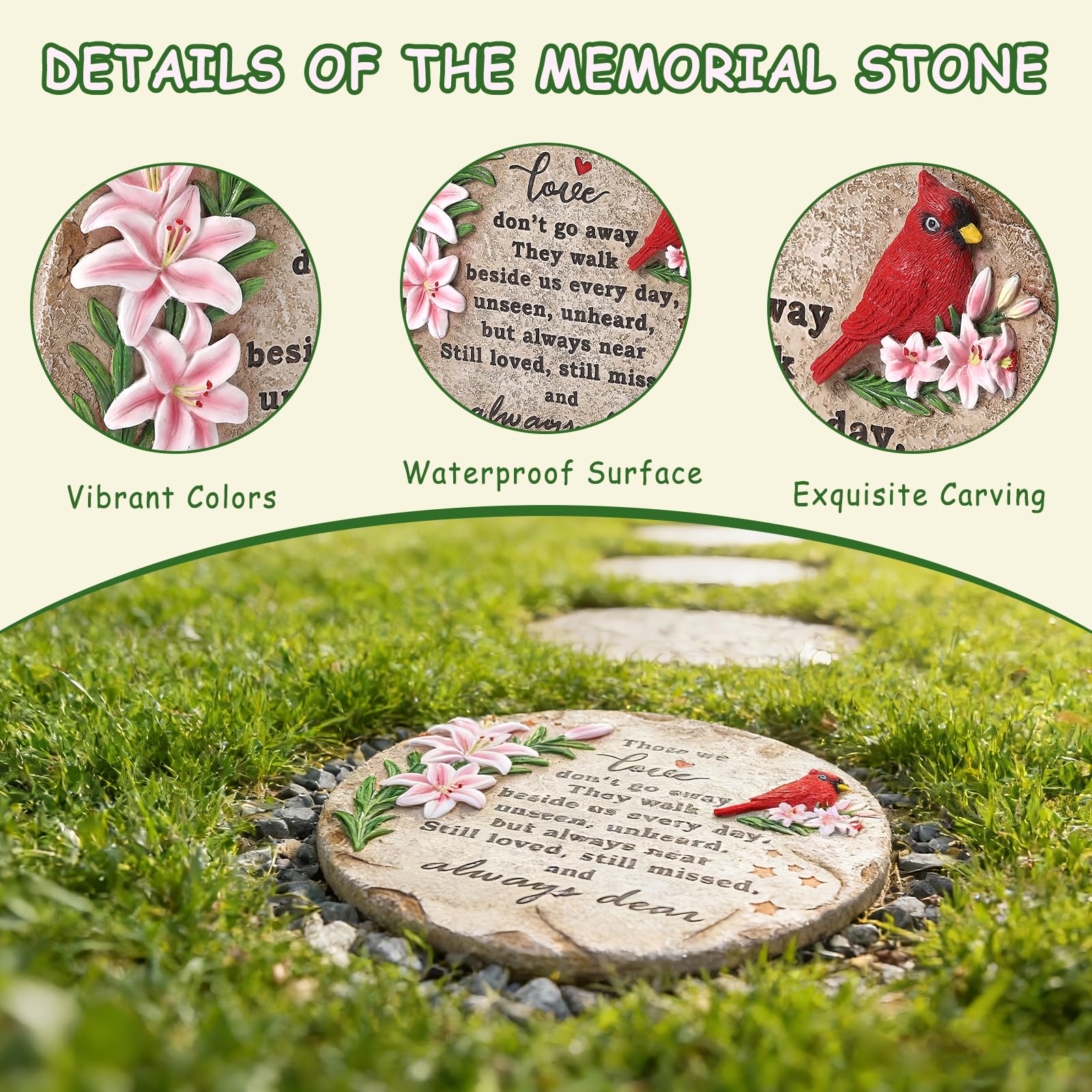 Ironlux resin stepping stone Cardinal garden sturdy and durable