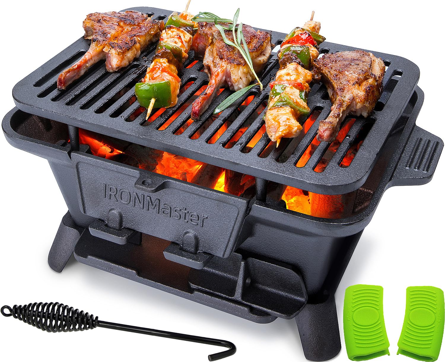 IronMaster Hibachi Grill Outdoor compact design for easy balcony cooking.