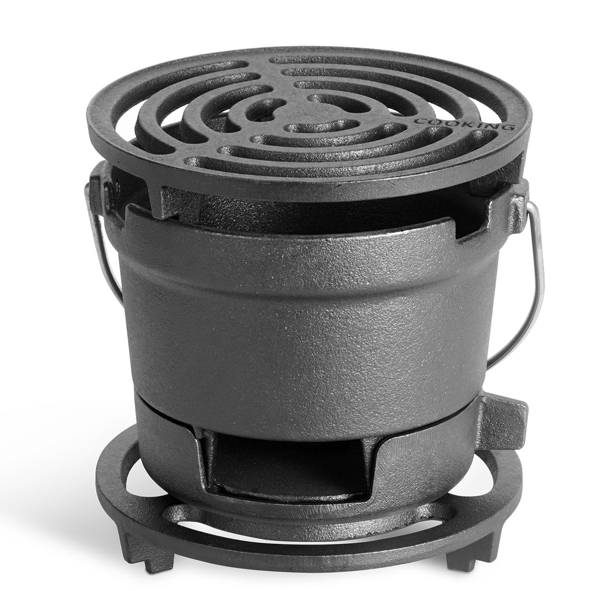 IRONMAX 2-in-1 hibachi grill in cast iron for camping and tabletop use.