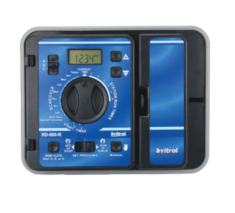 Irritrol Rain Dial RD600-INT-R 6-station indoor controller front view for efficient scheduling