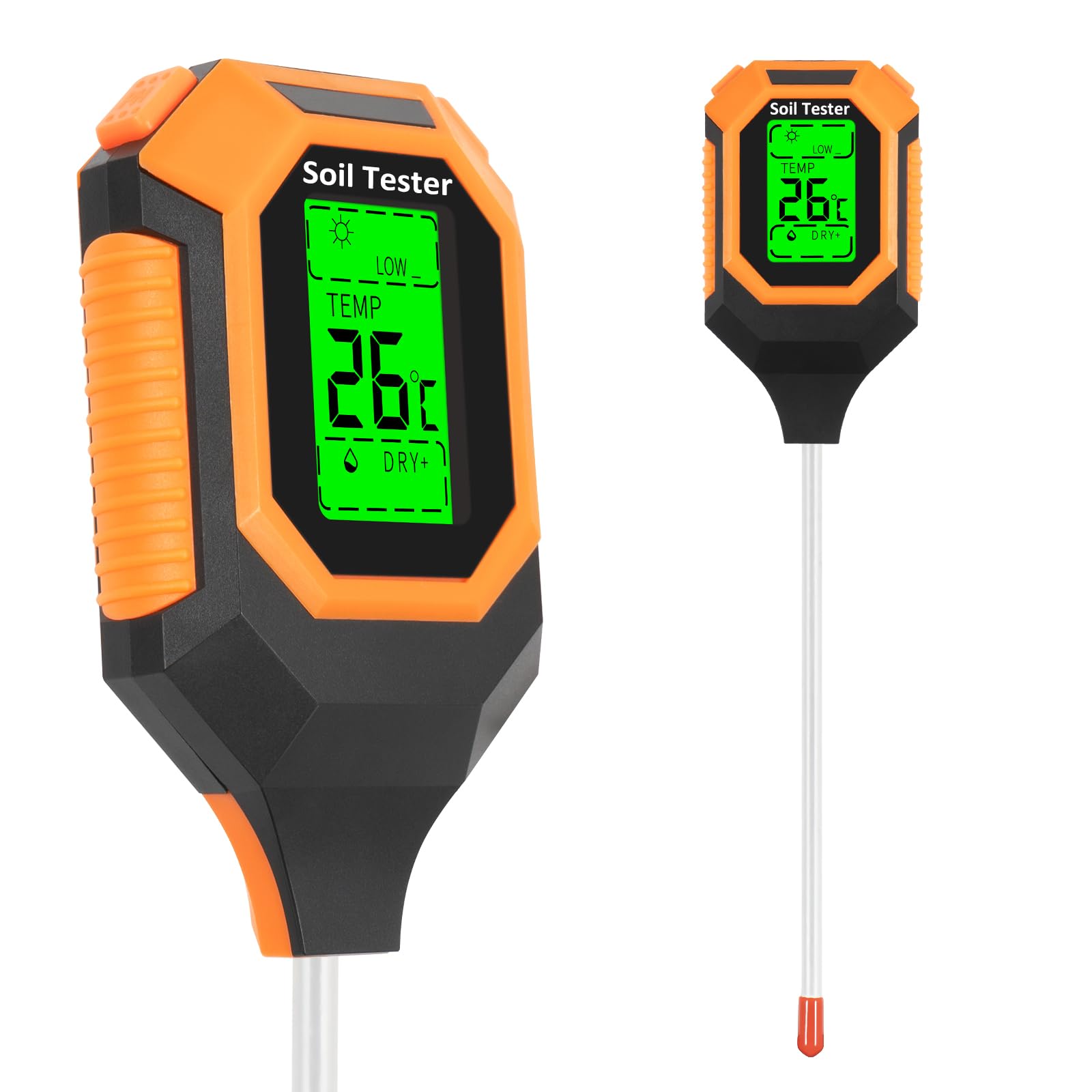 IRTOV 4-in-1 soil meter backlit display for easy readings day or night
