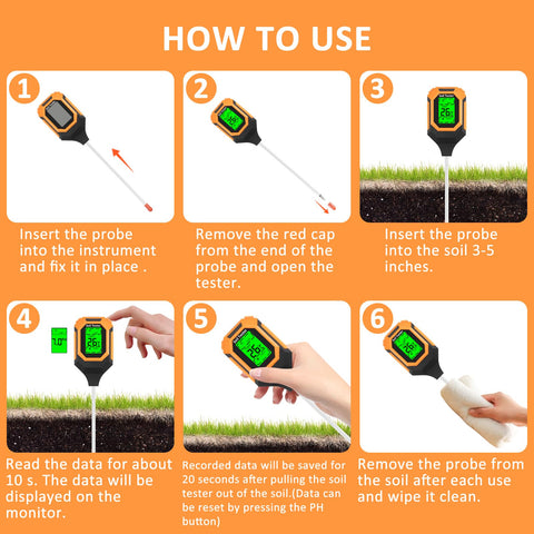 IRTOV 4-in-1 soil meter plant temperature guides root care