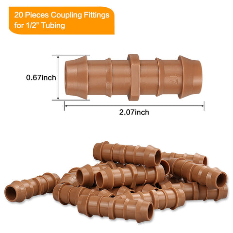 iRunning 1/2 inch tubing coupling connects standard drip lines reliably