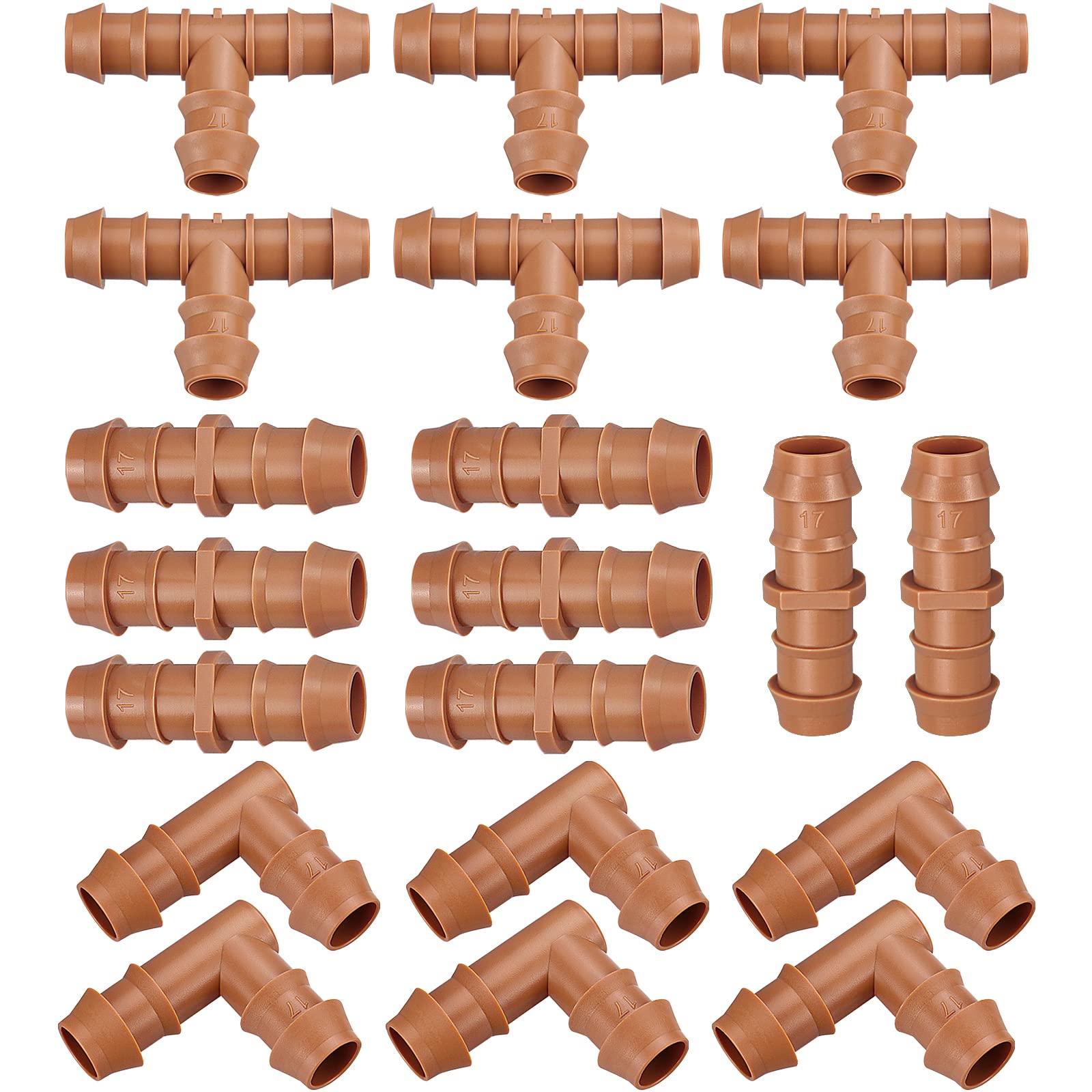 iRunning drip fittings with eight couplings for secure half inch tubing