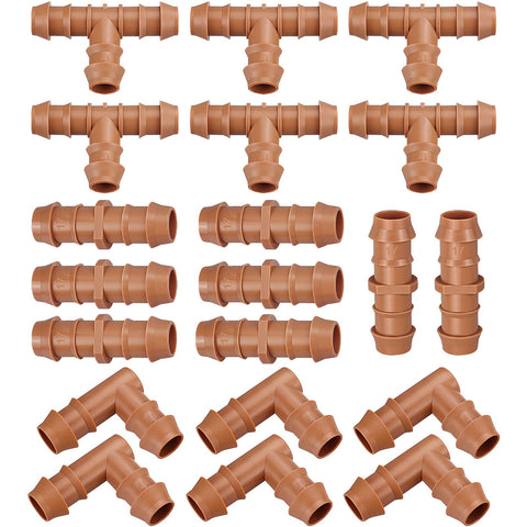 iRunning drip fittings with eight couplings for secure half inch tubing