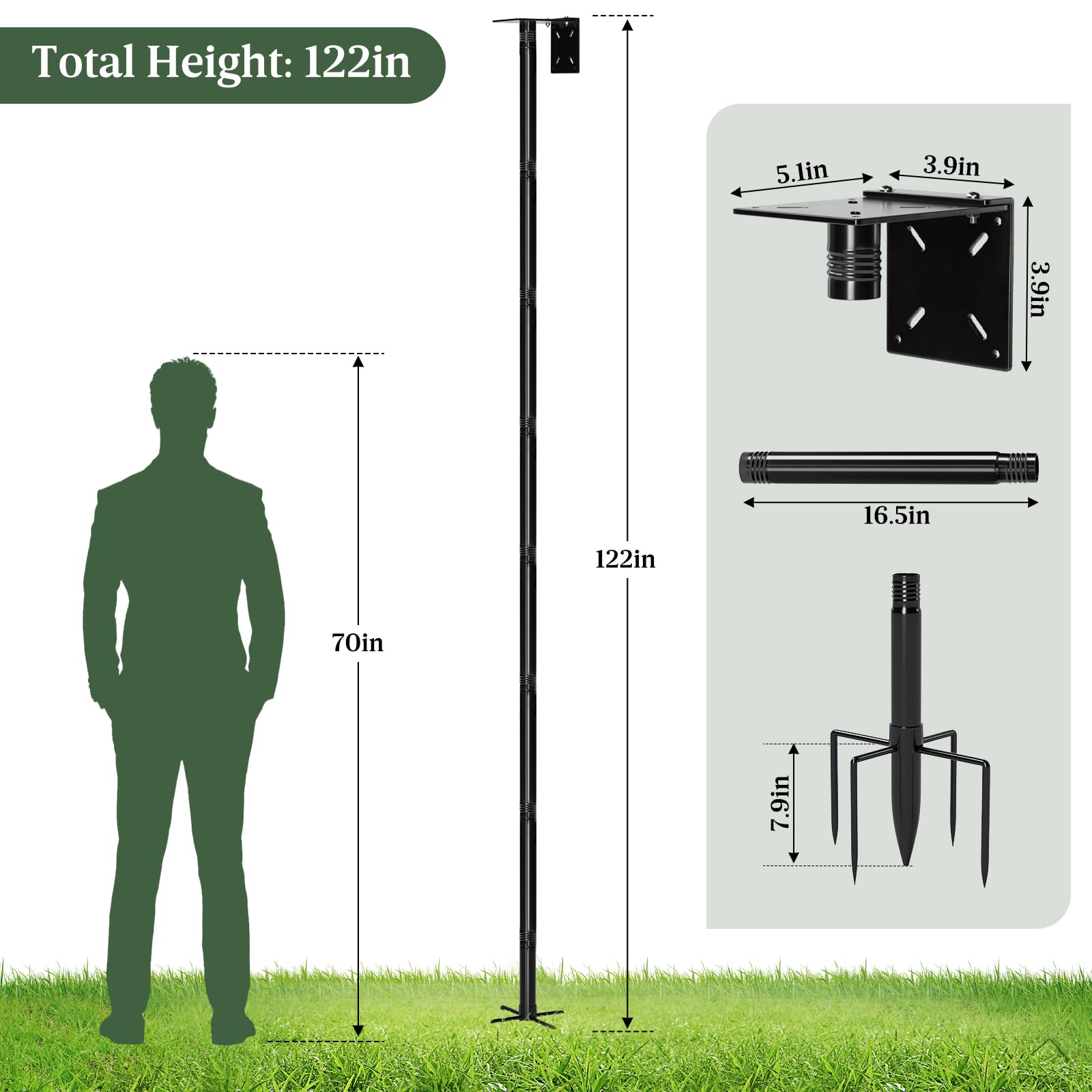 ISENLAND tall 114-inch pole elevates birdwatching in your yard.