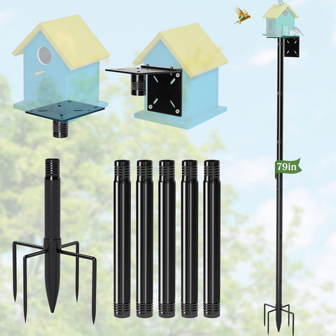 ISENLAND 79-Inch Birdhouse Pole Stand—tall, sturdy support for garden birdhouses.